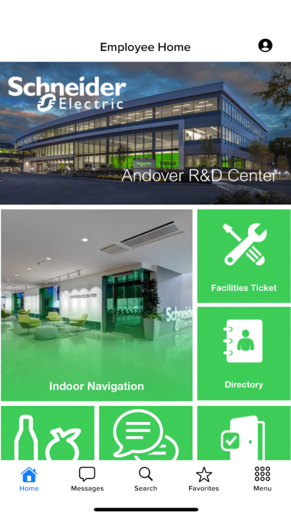 Image of screen capture view of Schneider Home screen 